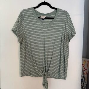 Green Striped Women's Top